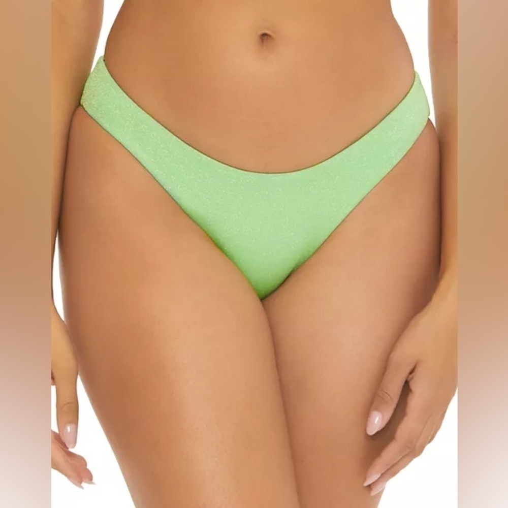Becca by Rebbeca Virtue Adela Glimmer Hipster Bikini Bottom Cheeky Green XS